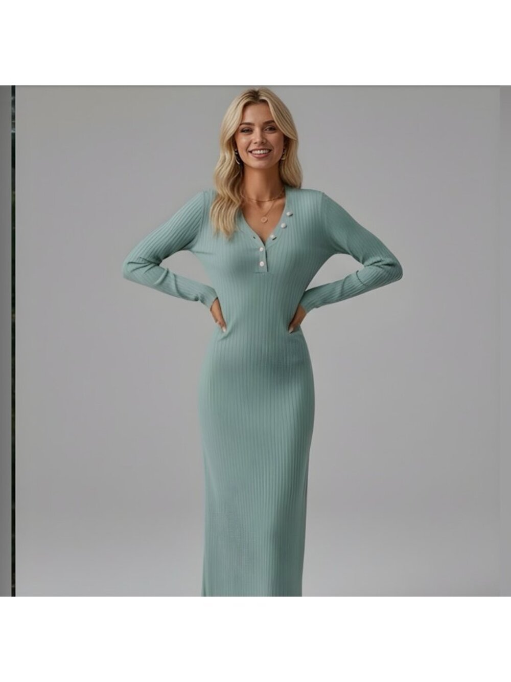 Ribbed Knit Midi  Dress